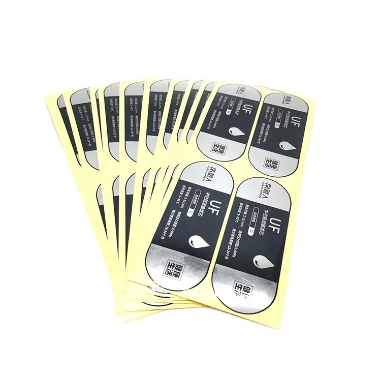 Hot sale glossy reflective silver PET filter element stickers