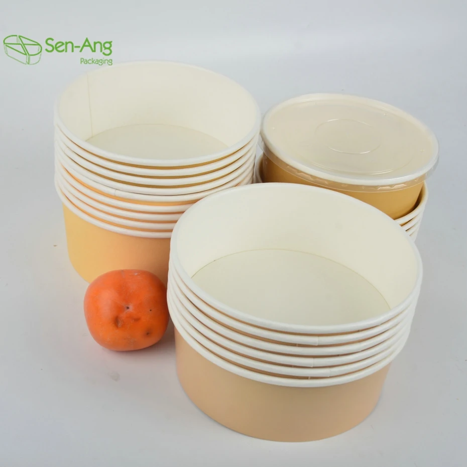 Senang02 Good Selling Takeaway Container Single Wall Food Soup 500 750 1000Ml Paper Salad Delivery Package Cup Bowl