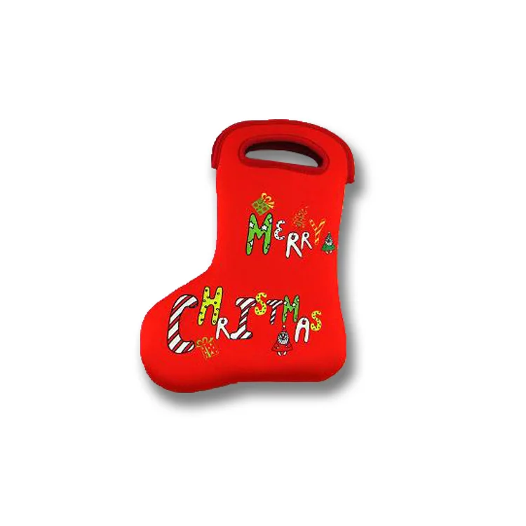 Christmas Stocking Wine Cooler Sleeve Santa Stocking Hanging Decorations Bag Candy Gift Pouch for Kids