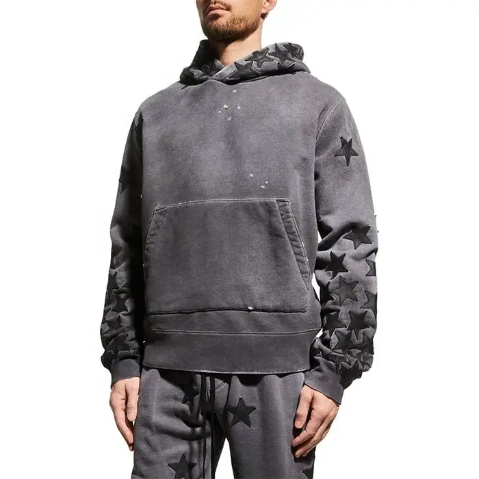 MGOO high quality plain 100% cotton oversized vintage stone washed hoodies