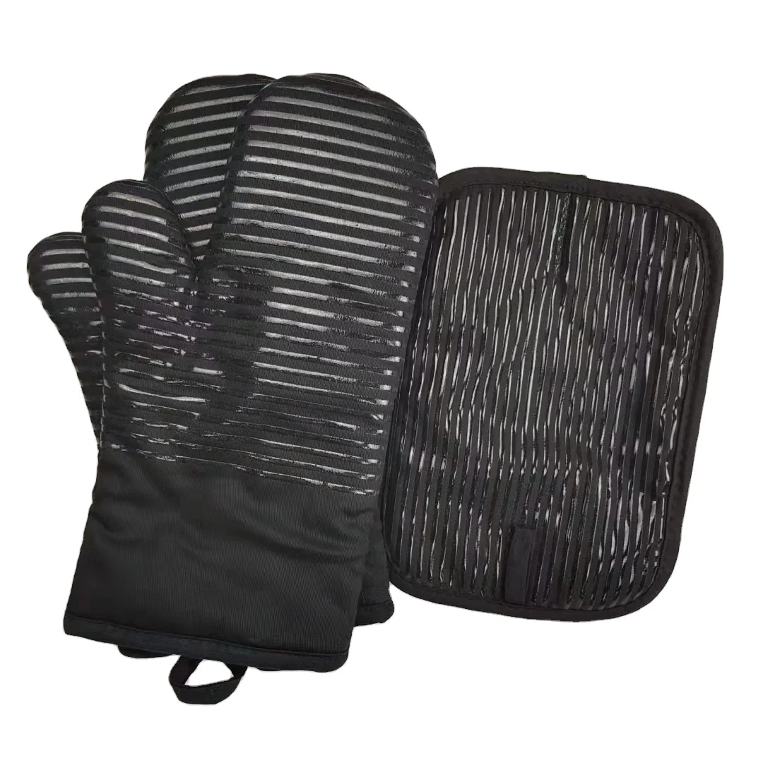 heat resistant cotton kitchen glove non-slip silicone gloves thickening heat-resistant silicone oven glove