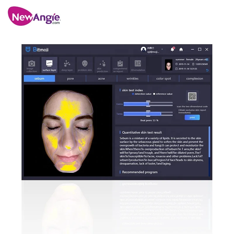 skin analyser device removable external screen beauty center use facial sense 3D magic mirror scanner skin analyzer portable