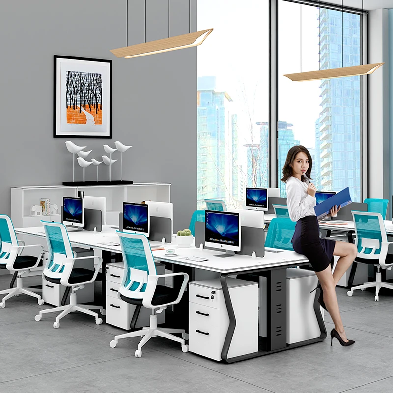 Modern design workstations desk with cabinet 4 person work station office furniture