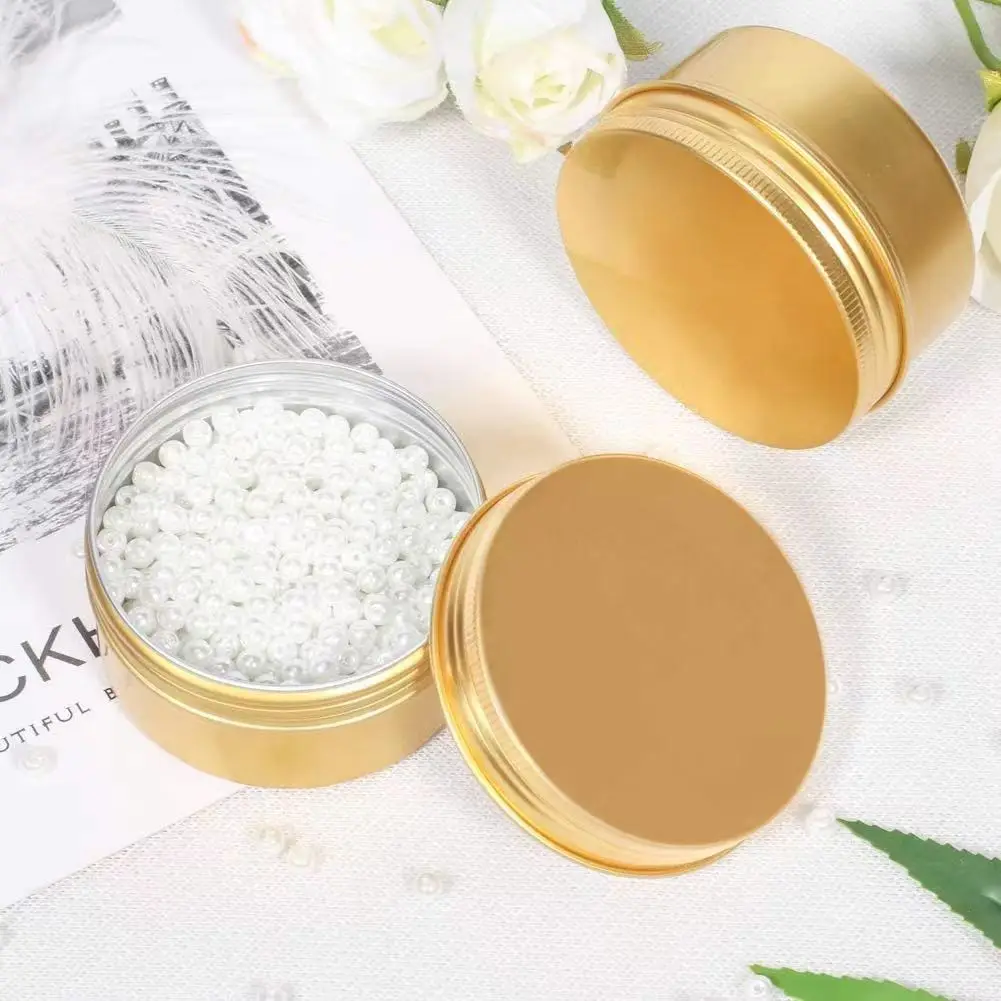 round aluminum cosmetic tin 60g shiny gold cans metal candles tin