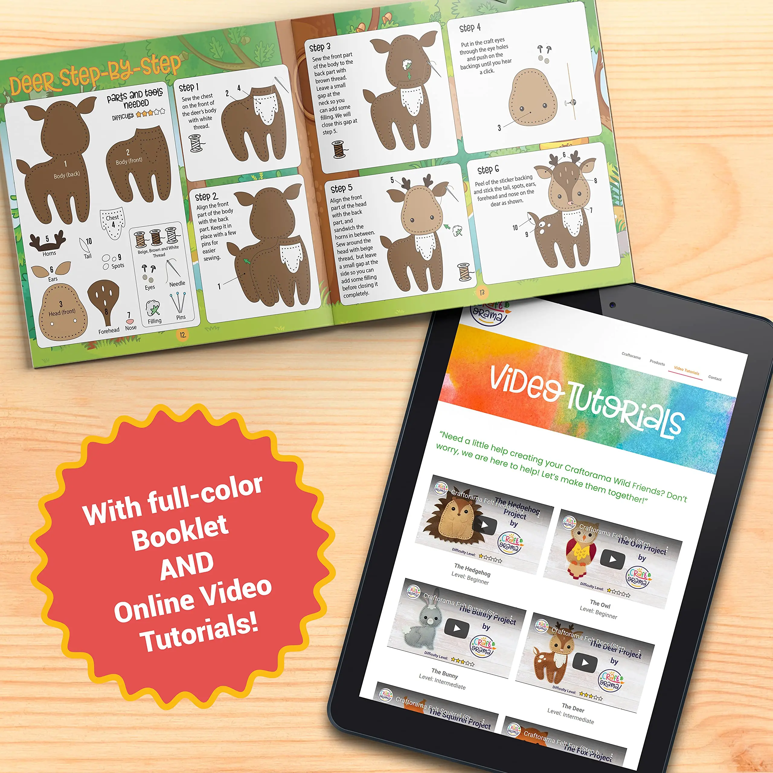 Woodland Needle Sewing Kit for Kids DIY Animal Craft Set for Children Beginners