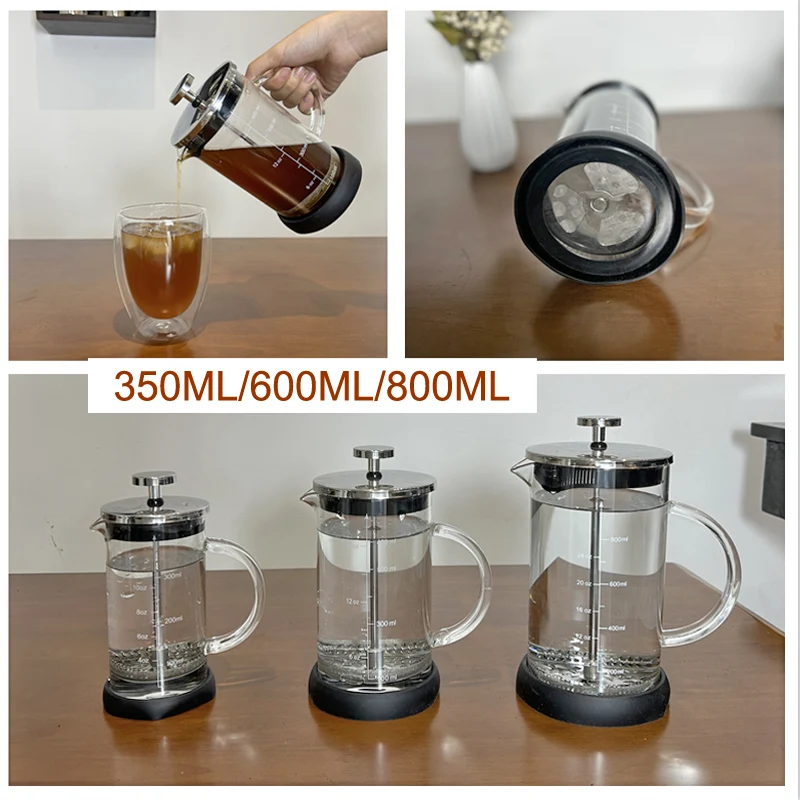 FREE Sample350ml 600ml 800ml low price dropshipping coffee maker cafetiere stainless glass coffee french press