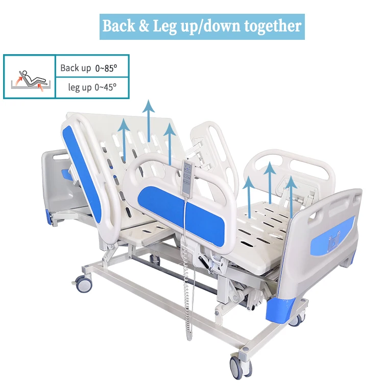 Punched steel board aluminum side rail ABS head&footboard three functional electric bed