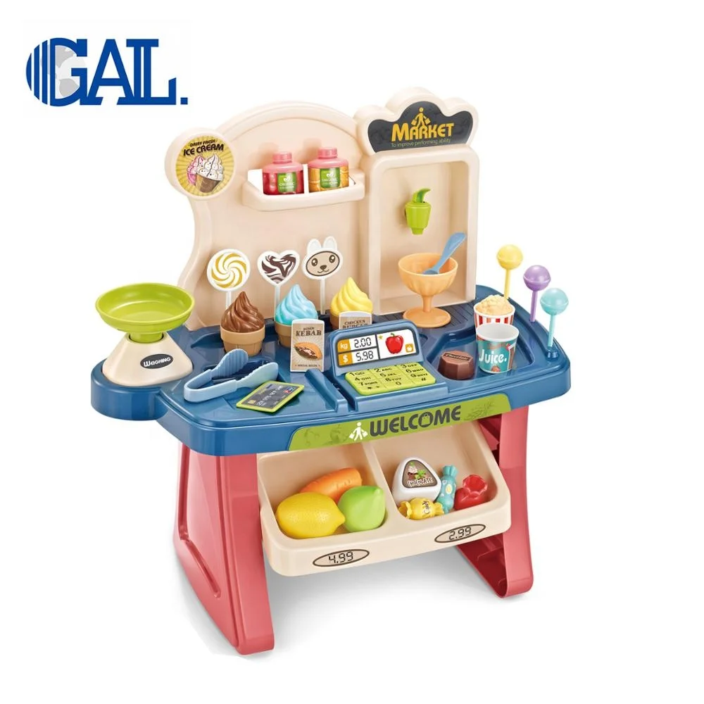 
kids pretend play toys set supermarket electric cash register toy with shopping cart 