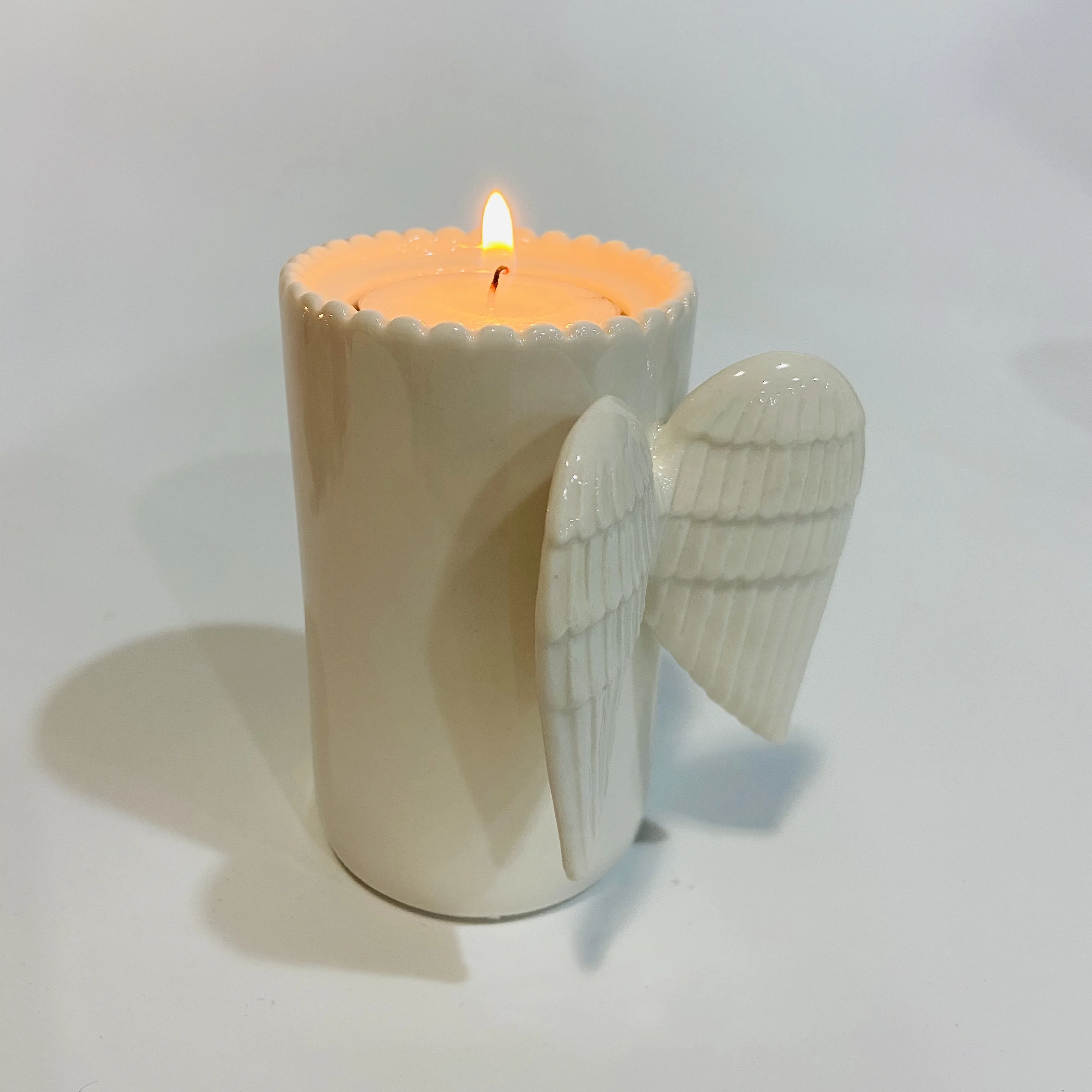 
Best selling angel wings decor ceramic candle cup holder 