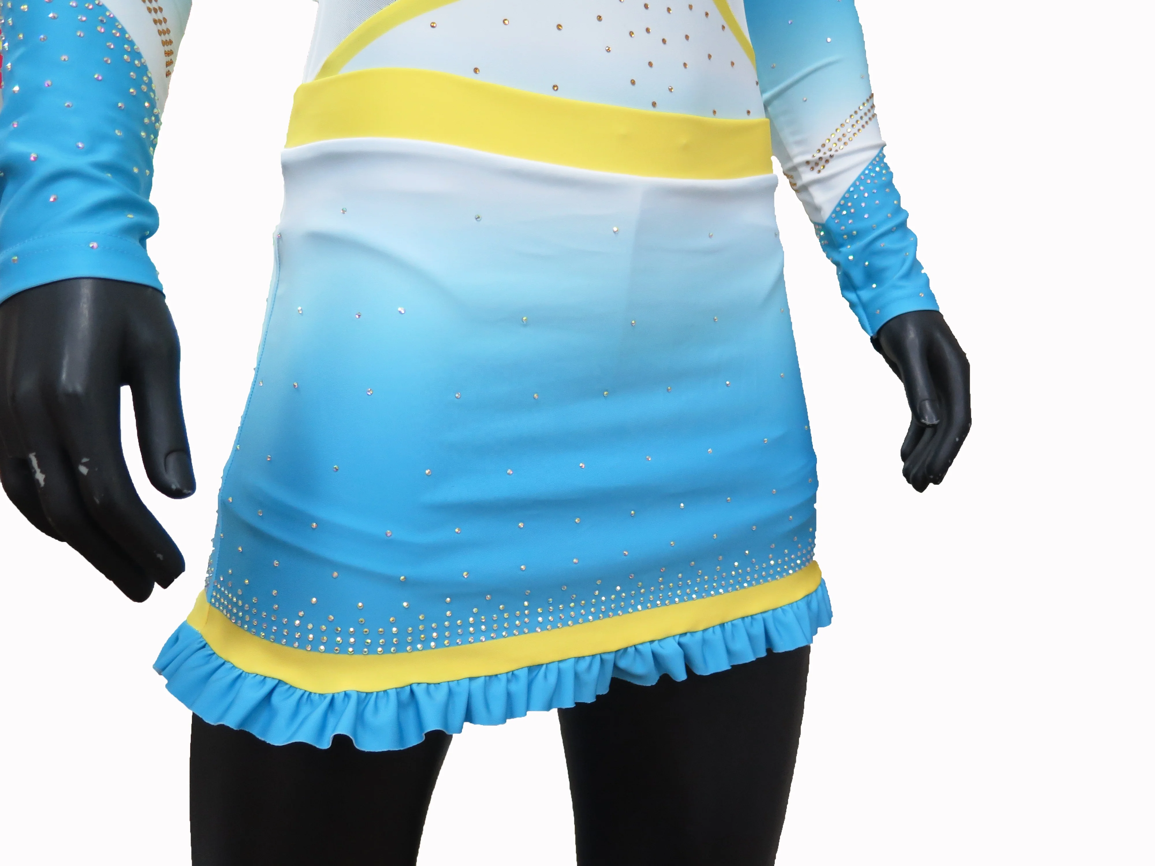 Оптовая продажа, дизайнерская униформа для чарлидинга с длинным рукавом для девушек со стразами, сублимационная одежда