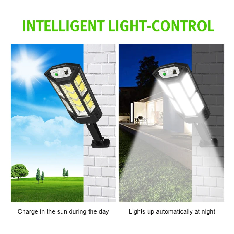 All in One Solar Street Light Led Sensor Security Wall Street Lamp Yard outdoor Reflector with Remote Control