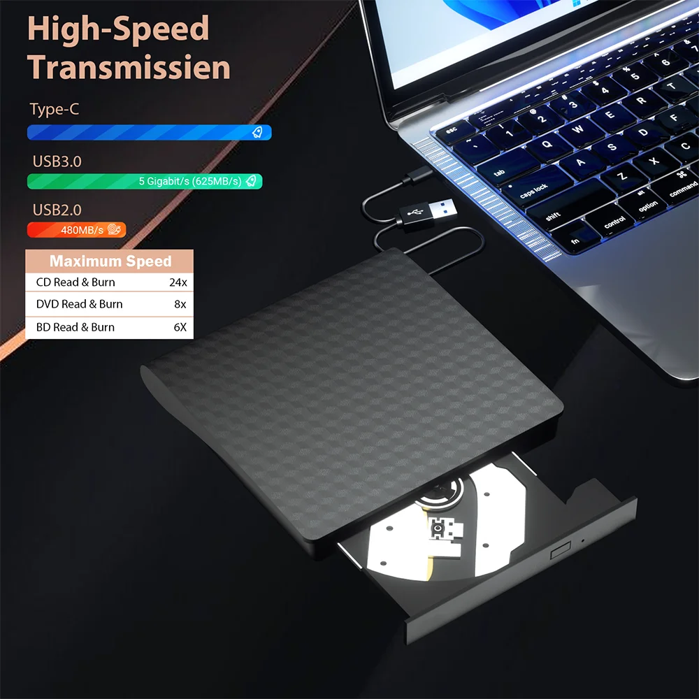 Latest External cd/vcd/dvd writer burners optical drive  DVD rw player Card Reader Drive Compatible with desktop Windows USB