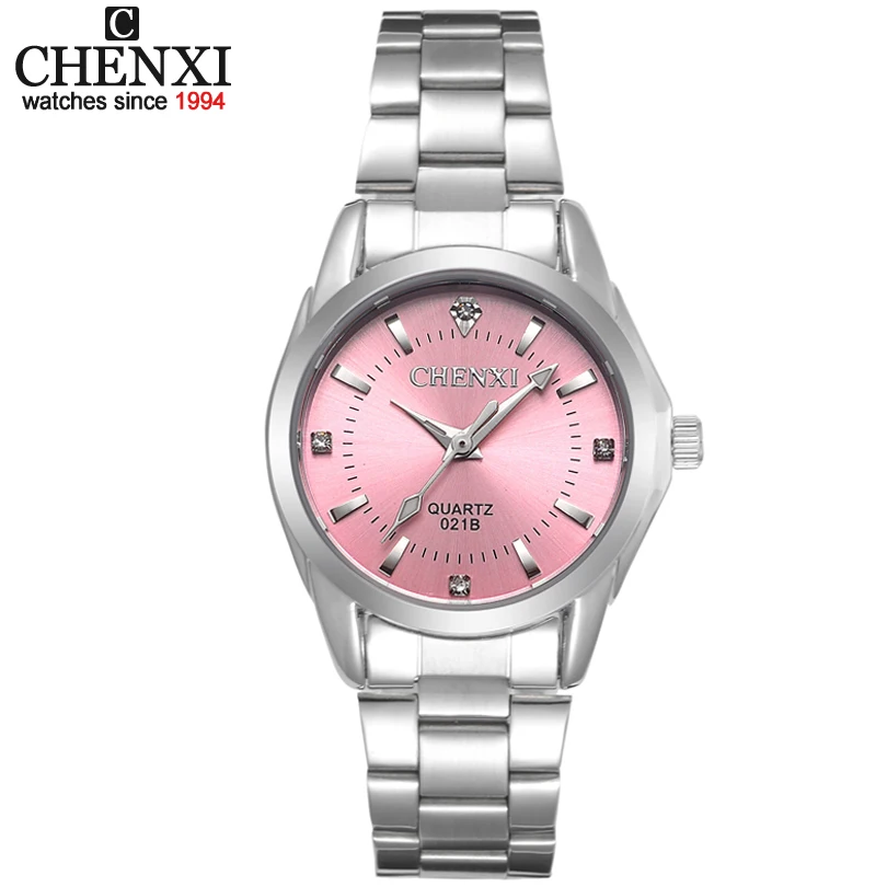 Chenxi 021 fashion pink woman quartz watch luxury luminous steel band high quality Waterproof Simple Casual reloj wristwatches