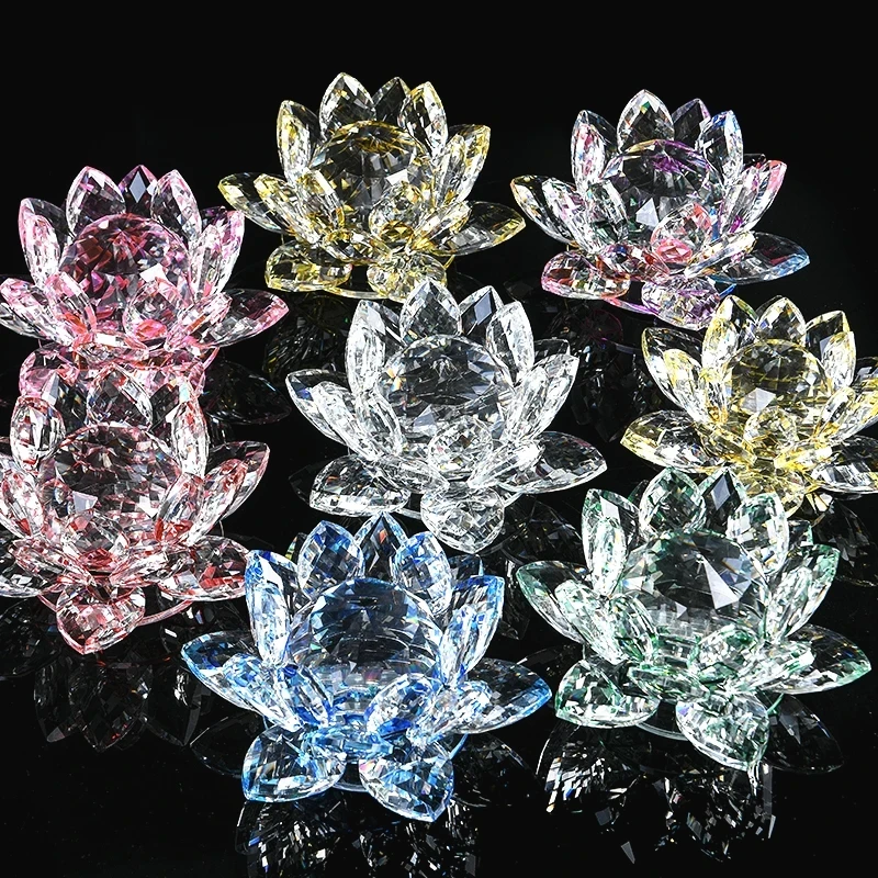 Honor of crystal 60mm-200mm Fengshui Crafts Colors Crystal Lotus Flowers Decorative Collection Ornament