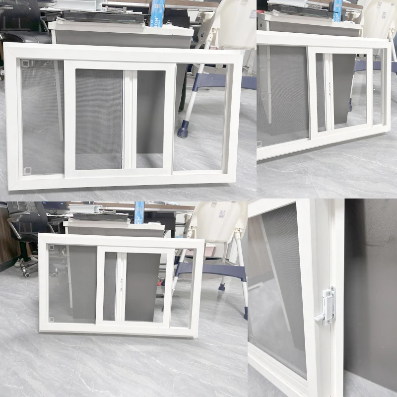 Fixed Window Designs Custom PVC Frame Hurricane Proof Windows Plastic Horizontal Sliding Window