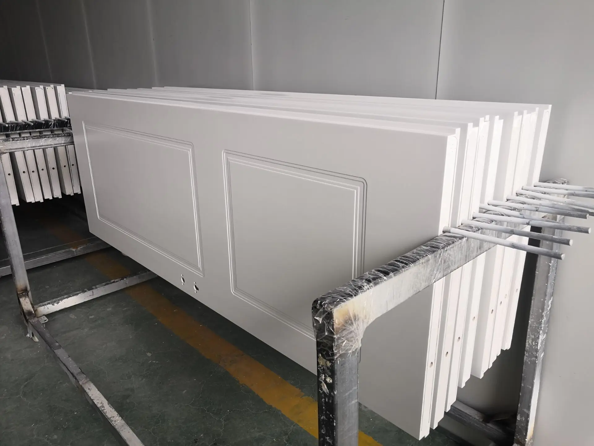 WPC Italy style door with pipe hinges in white for interior house bedroom door