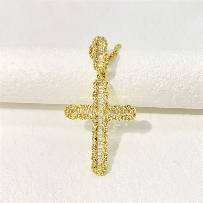 Hot Buy New CrossS925Silver inlay moissanite fashion hip hop pendant