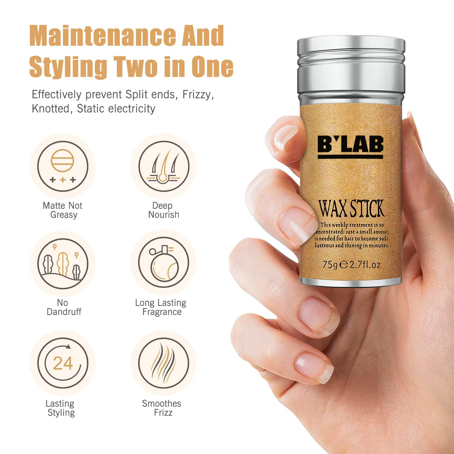 Private Label Hair Stick Wax for Edge Control Hair Styling Wax Stick for Men and Women Strong Hold Matte Clay for Hair Stick Wax