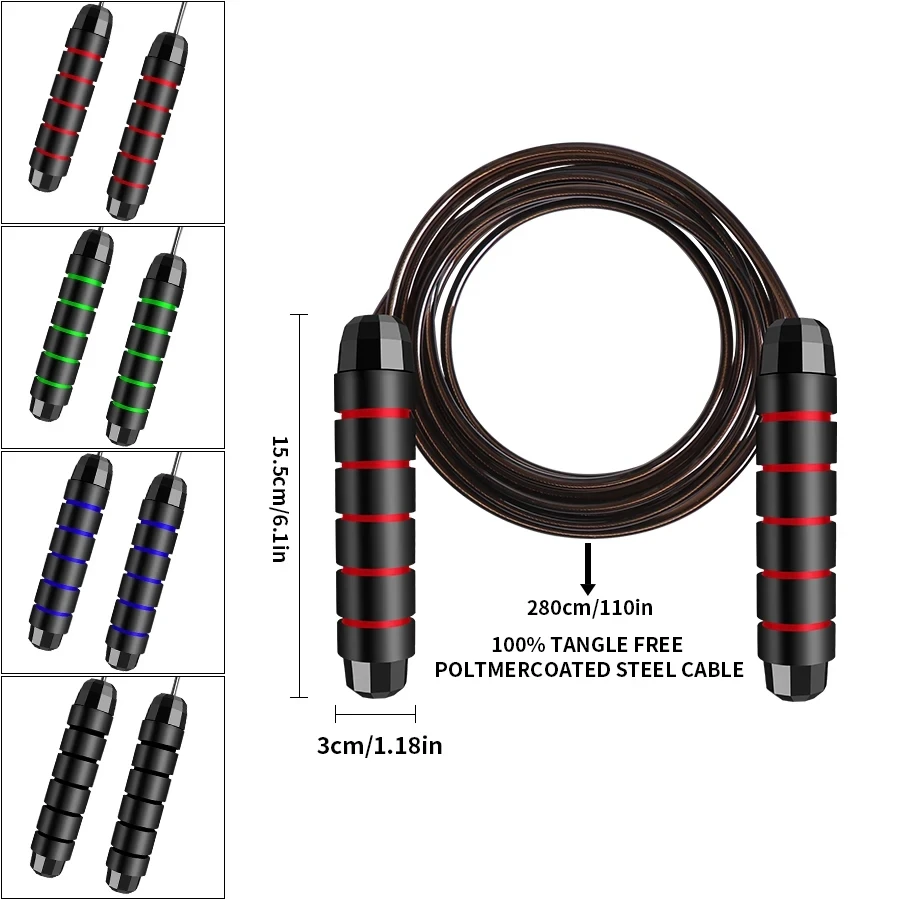Free Sample Home Fitness Jump Rope Skipping Rope Tangle-free With Ball Bearings Jump Speed Rope