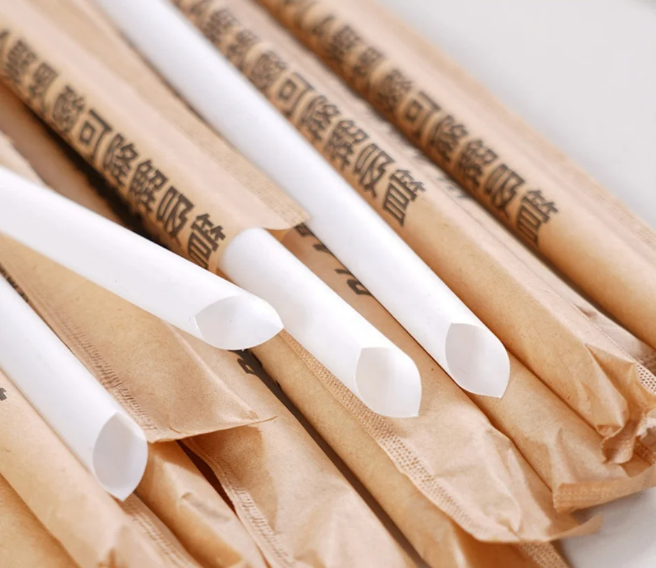 12mm Jumbo Straws Drinking Bubble Tea Tilted PLA Straw 100% Corn Starch for Smoothie Milkshake in Natural Color