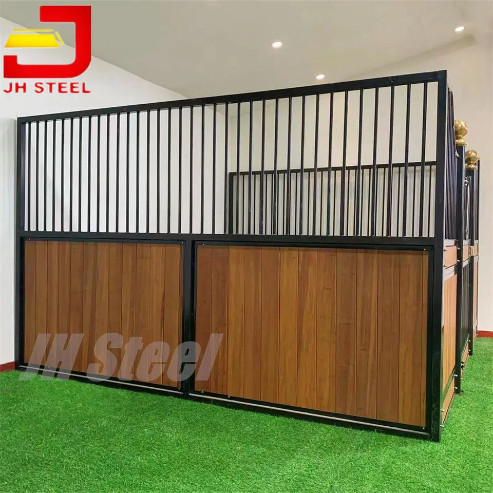 4x4m Cheapest Equestrian Equipment  Removable Powder Coating Bamboo Horse Stable Stall Panels Fronts