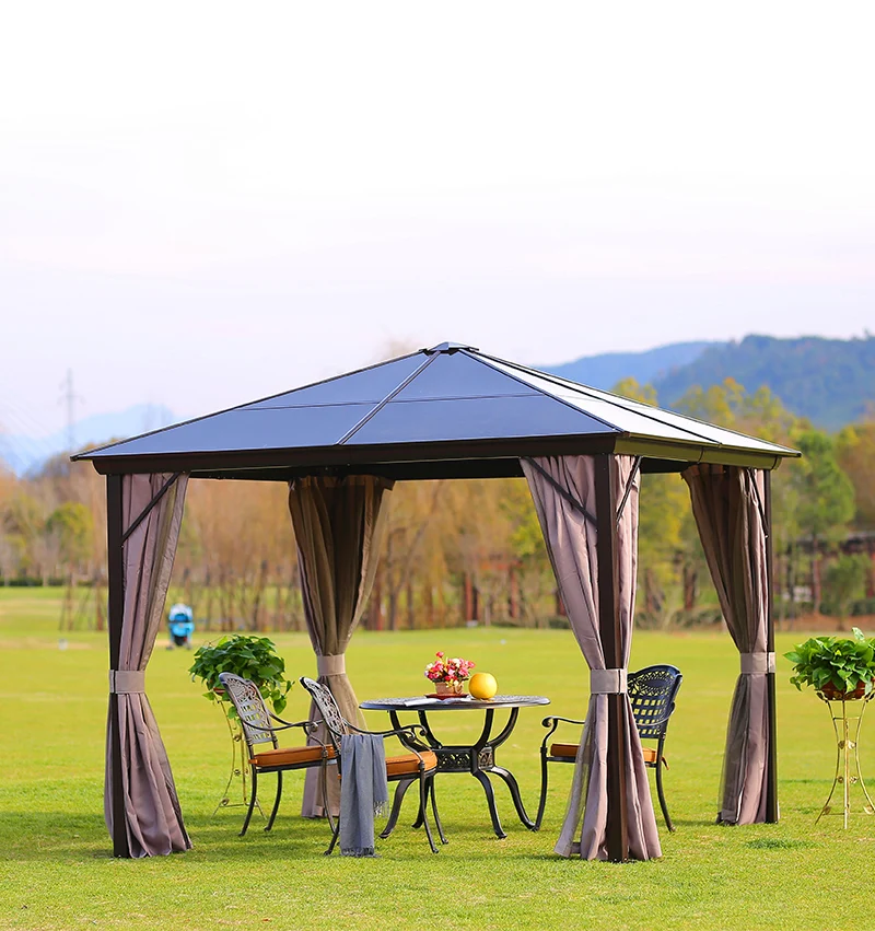 Высококачественный садовый современный праздничный поликарбонатный потолочный беседка Роскошный Алюминиевый Твердый верх