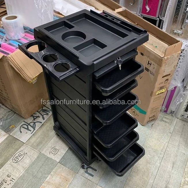 High Quality Barber Shop Equipment Cheap Plastic  Salon Trolley Cart with Wheels  for Sale