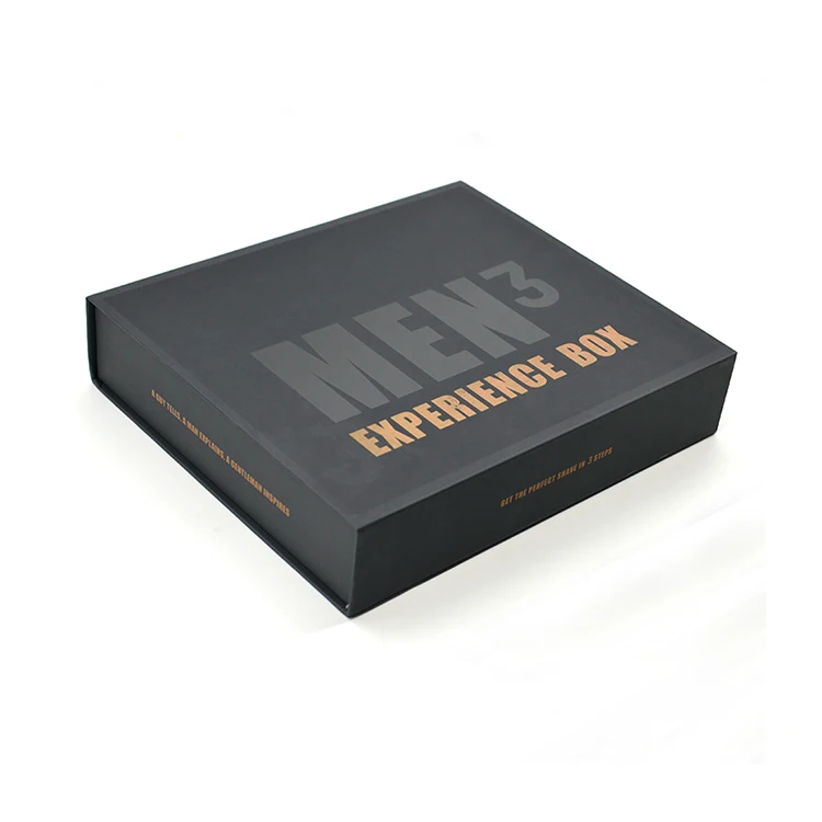 Custom Size Luxury Recyclable Black Cardboard Paper Hard Rigid Magnet Packaging Magnetic Gift Box with Magnetic Lid