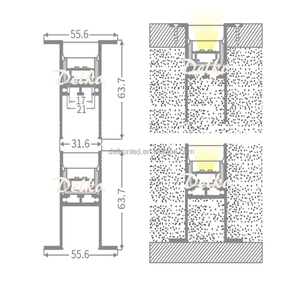 Delkon 56*64mm IP67 10W 15W 20W LED Linear Inground Light For Outdoor Buried Strip Underground Linear LED Light