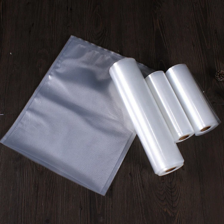 Custom Sized Embossed Frozen Food Grade Vacuum Sealer Roll Bags Nylon PA PE Plastic Food Pack Sealer Bag