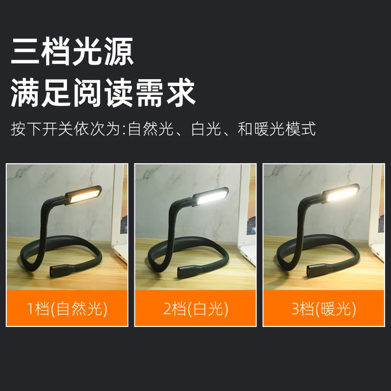 Portable USB Charging Student Neck Lamp Small LED Night Light with Convenient Clip for Reading Mobile Night Light