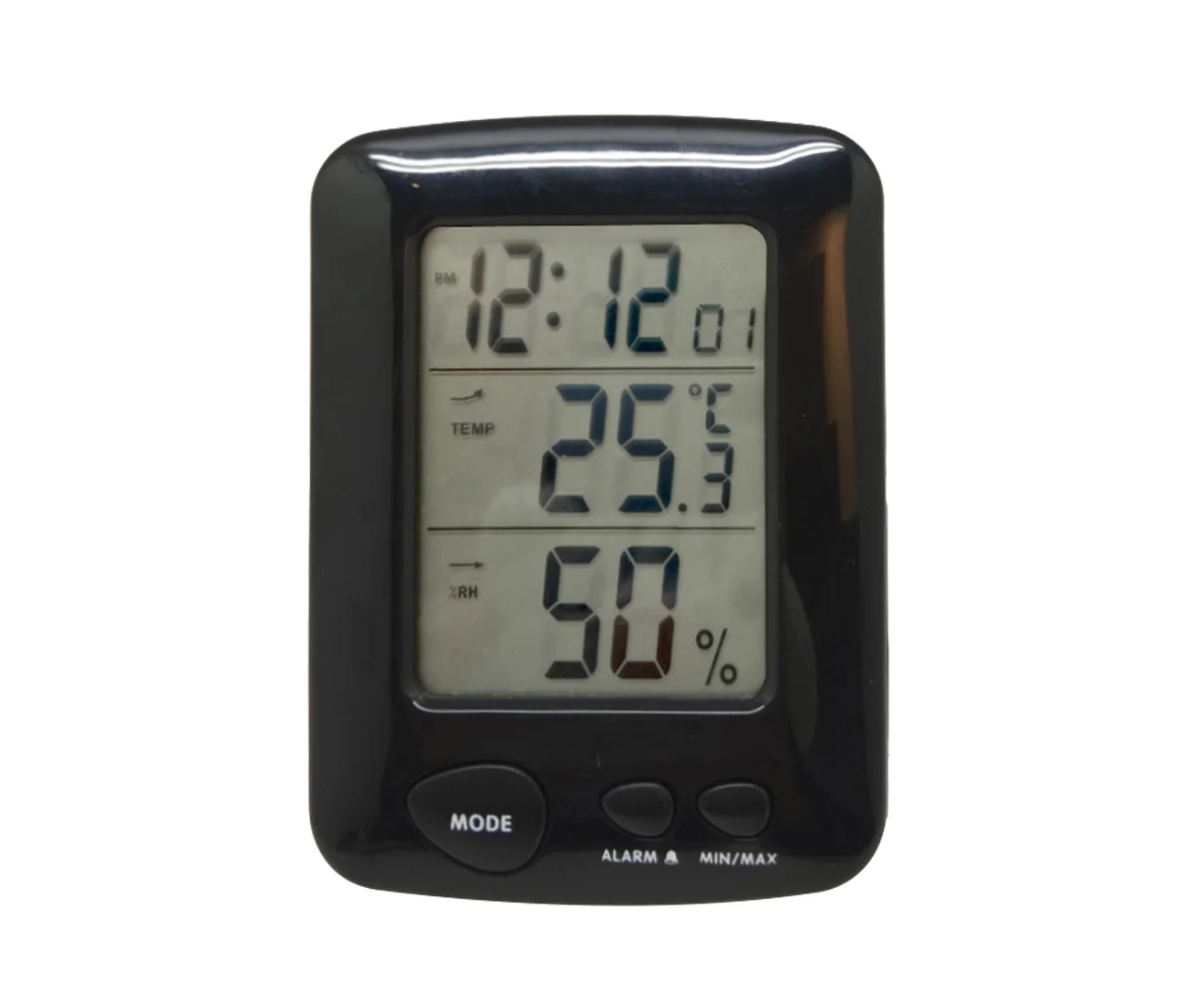 Classical black useful digital thermometer indoor thermometer for home temperature table clock thermometer