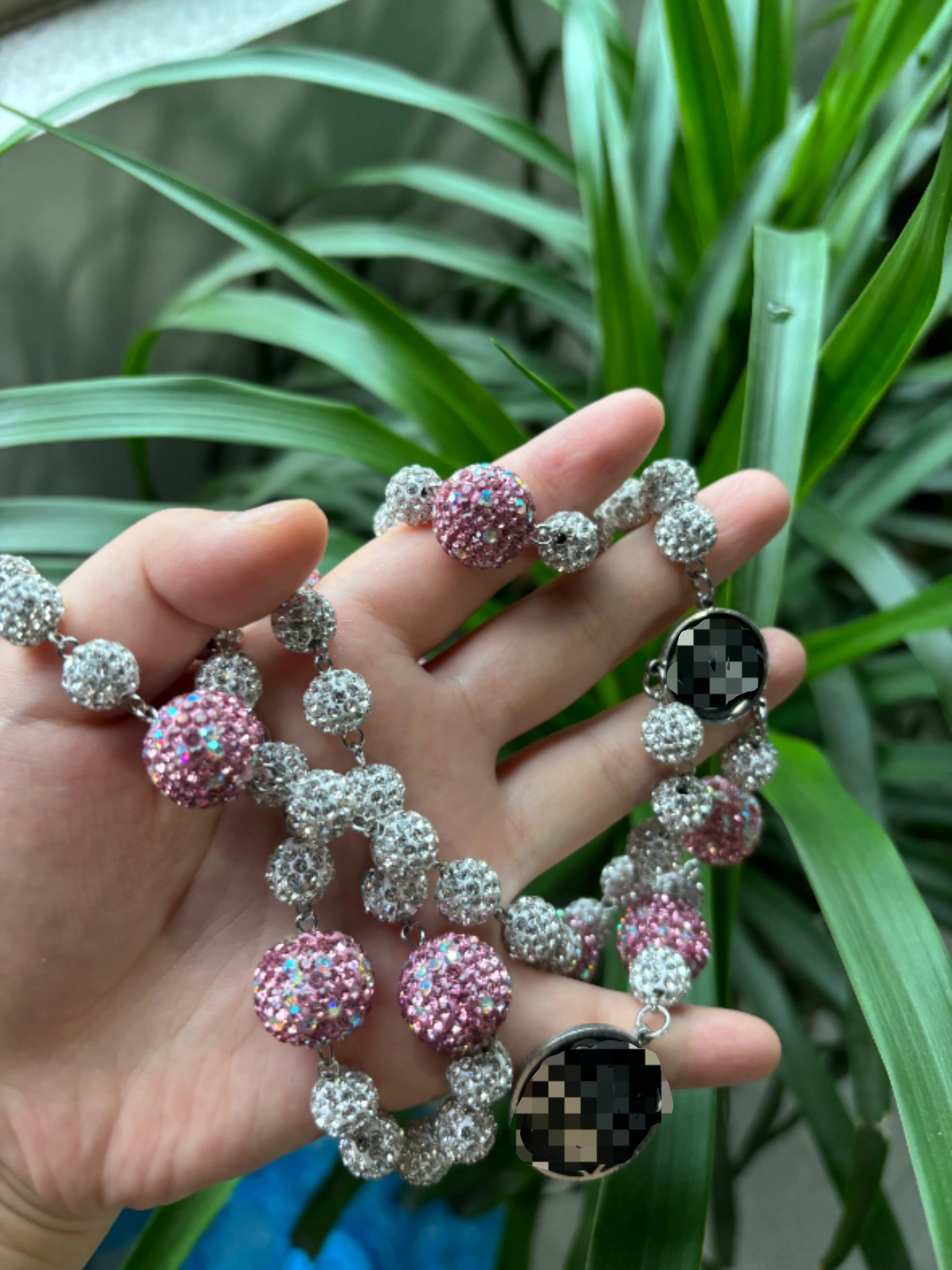 Custom Colorful 8mm 10mm Disco Ball Beads Rhinestone Clay Bling Beads Prayer Rosary Necklace