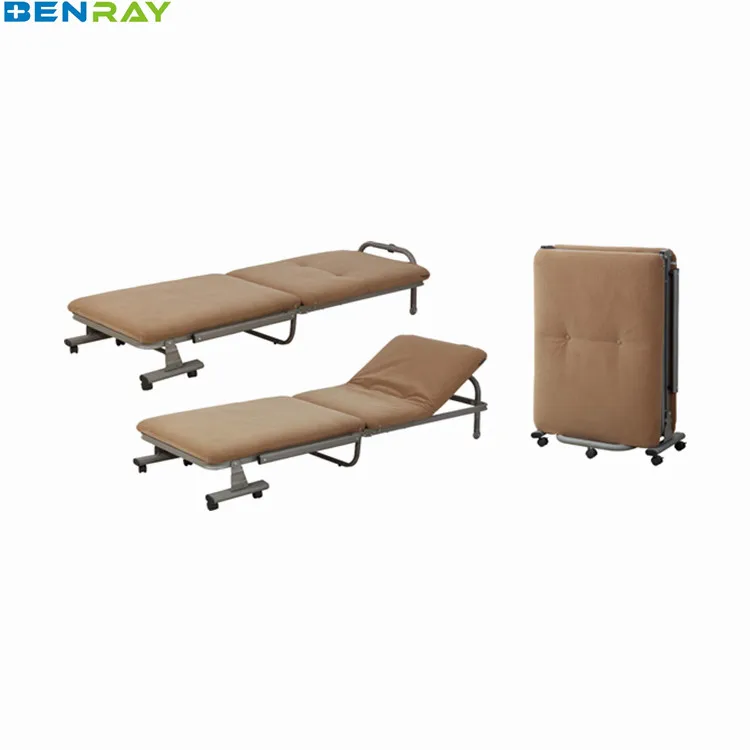 BR-CR12 Guangzhou 6 Wheels Hospital Foldable Recliner Hospital Sleeper Chair Reclining Chair Bed Price