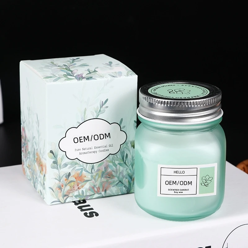 Custom Luxury Personalized Private Label Jar Soy Wax Scented Candles Matte Glass 20 Hours For Home Office Decor