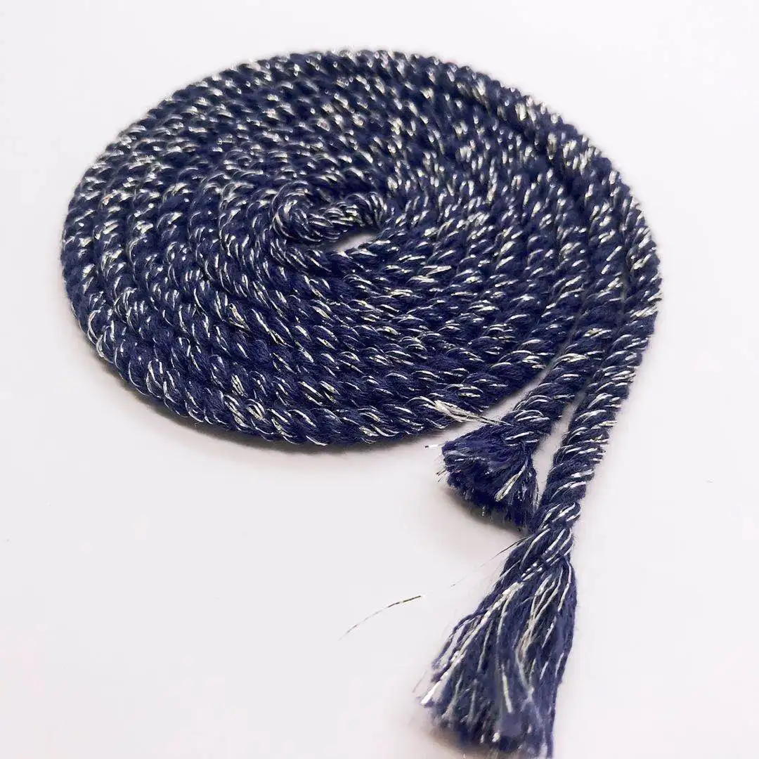 4mm  metallic yarn and cotton  twisted macrame  cord
