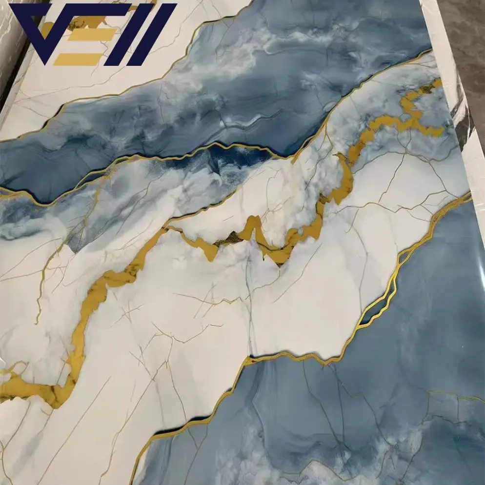 VELL New Design High Glossy Flexible 3mm PVC Marble Sheet Alternative PVC wall panel