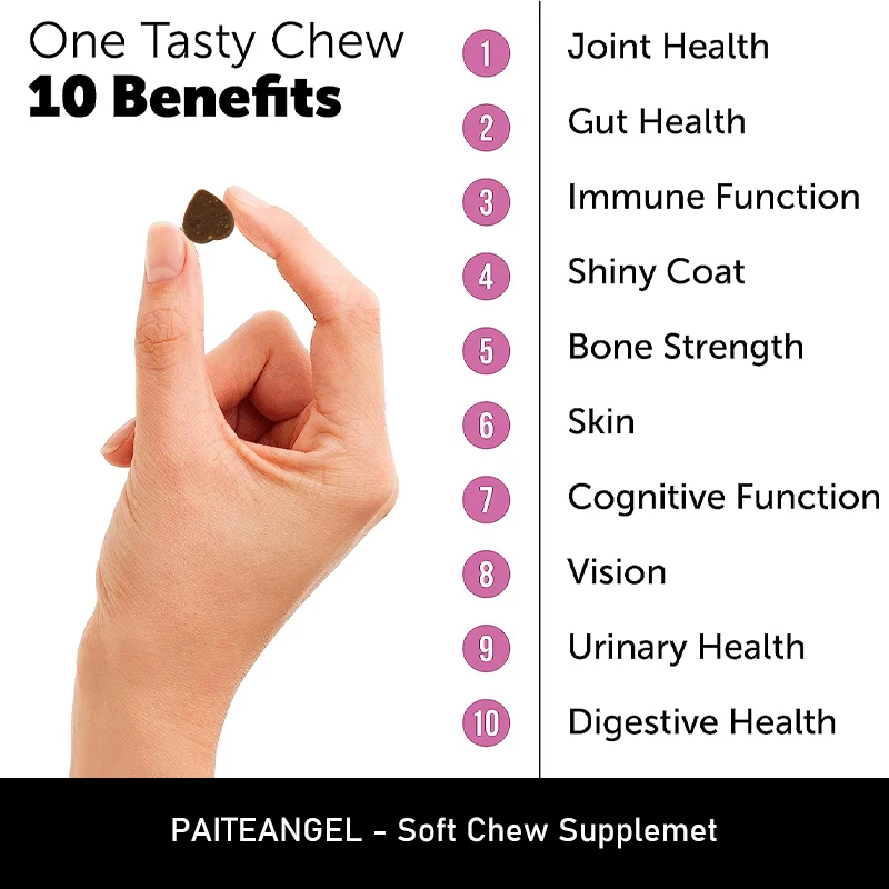 Fish Oil Vitamins Glucosamine Probiotics Omega Dogs Health & Heart Skin and Coat 10 in 1 Dog Multivitamin Supplements