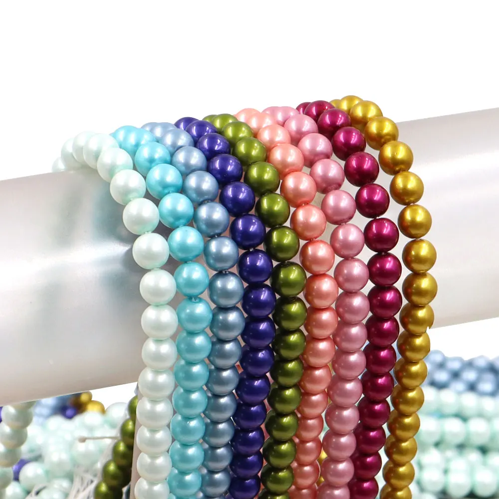 10mm round faux glass pearl bead in shell effect in bulk