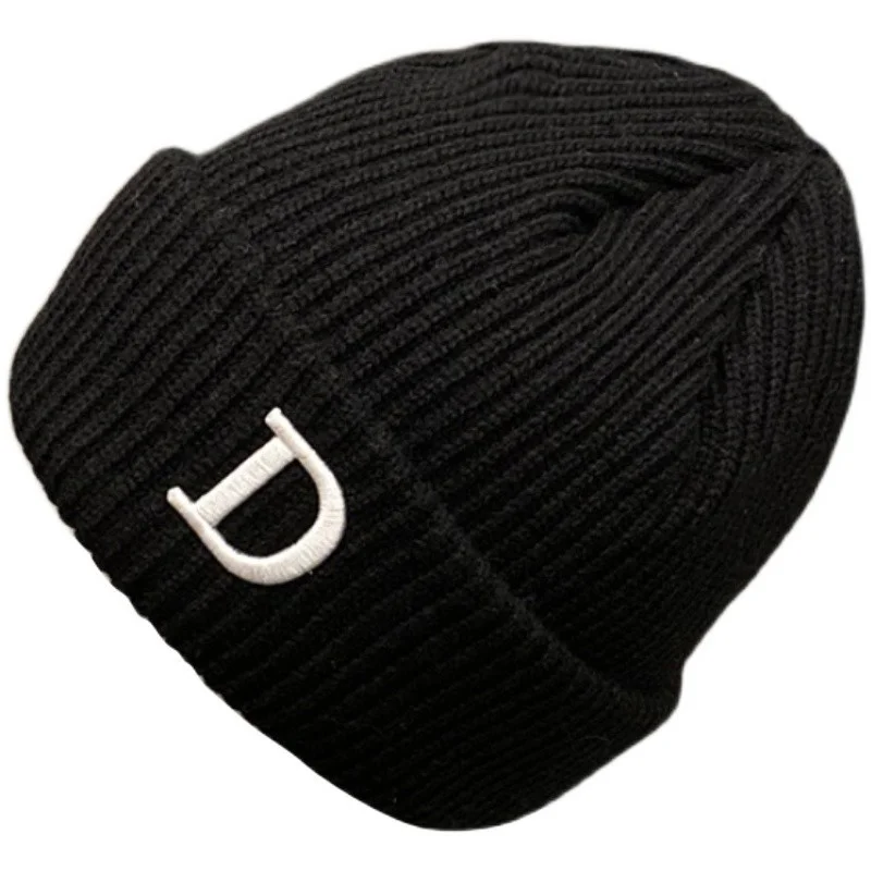 Custom LOGO Design Stitched Knitted Warm Winter Solid Color Skullcap Beanie Hat