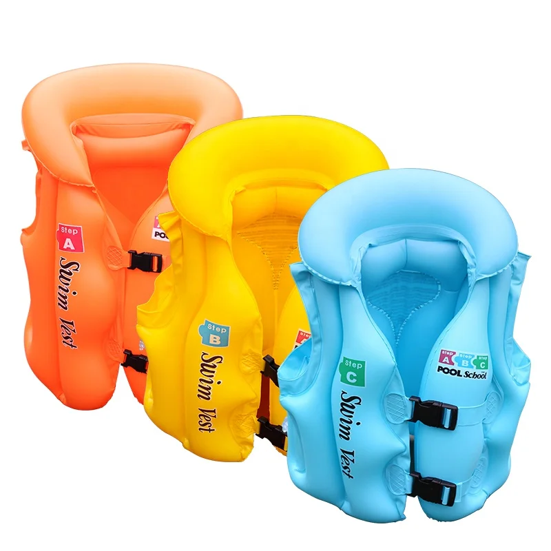 New Inflatable Swim Jacket Float Vest Swimsuit For Kids 44 Ib Children Head Protection Buoyancy Life Vest