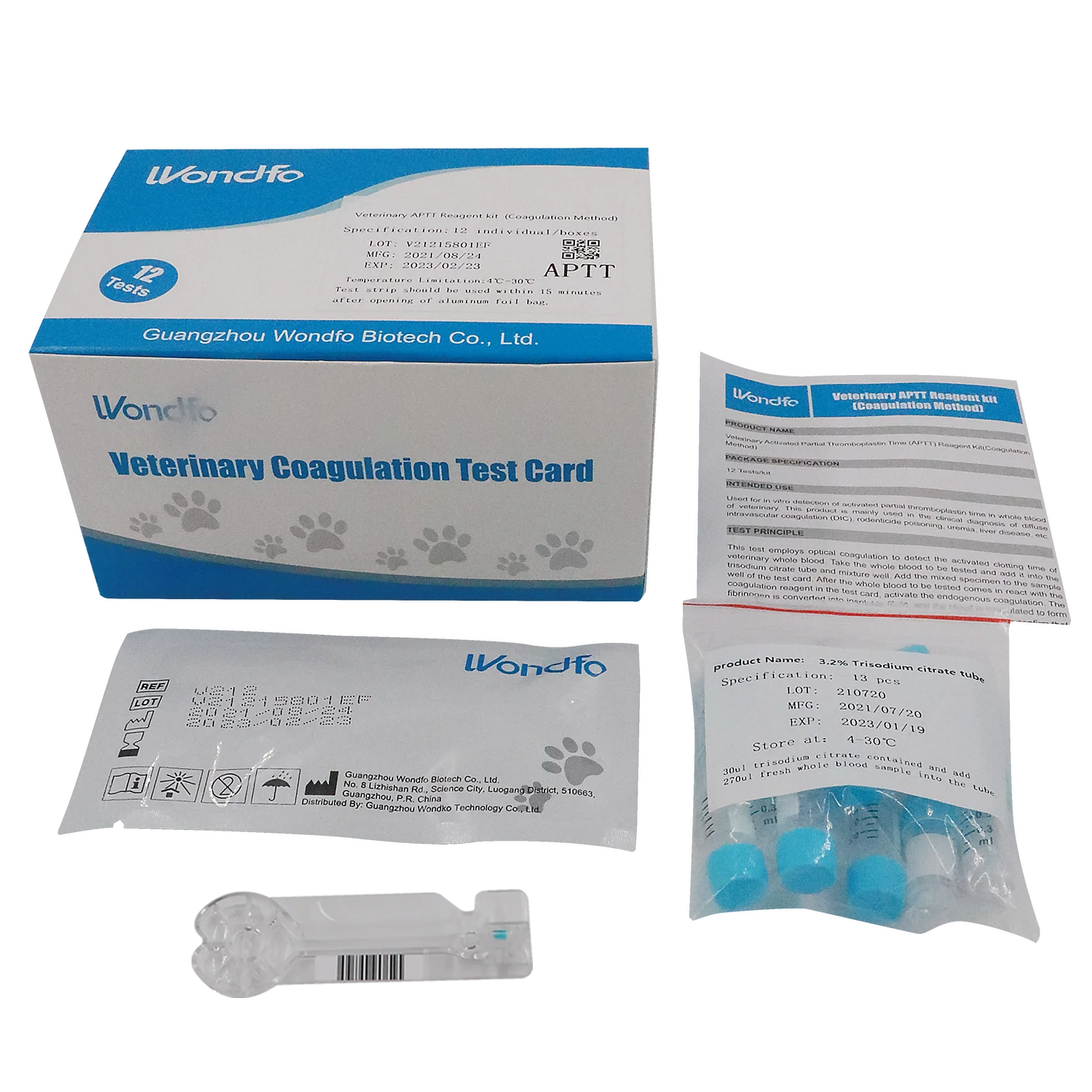 Veterinary Coagulation Analyzer Wondfo APTT Reagent Test Kits Test Strip Pet Clinic Veterinary Use