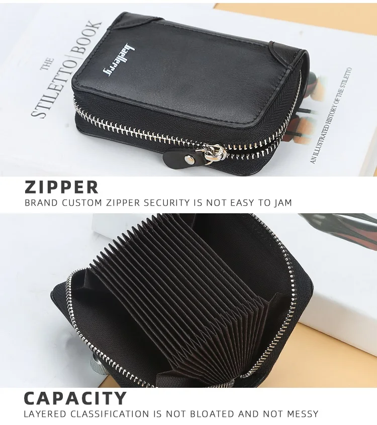 Baellerry New Style PU Leather Short Style RFID Protection Blocking Zipper Card Holder For Men,Male Bank Credit ID Card Csae
