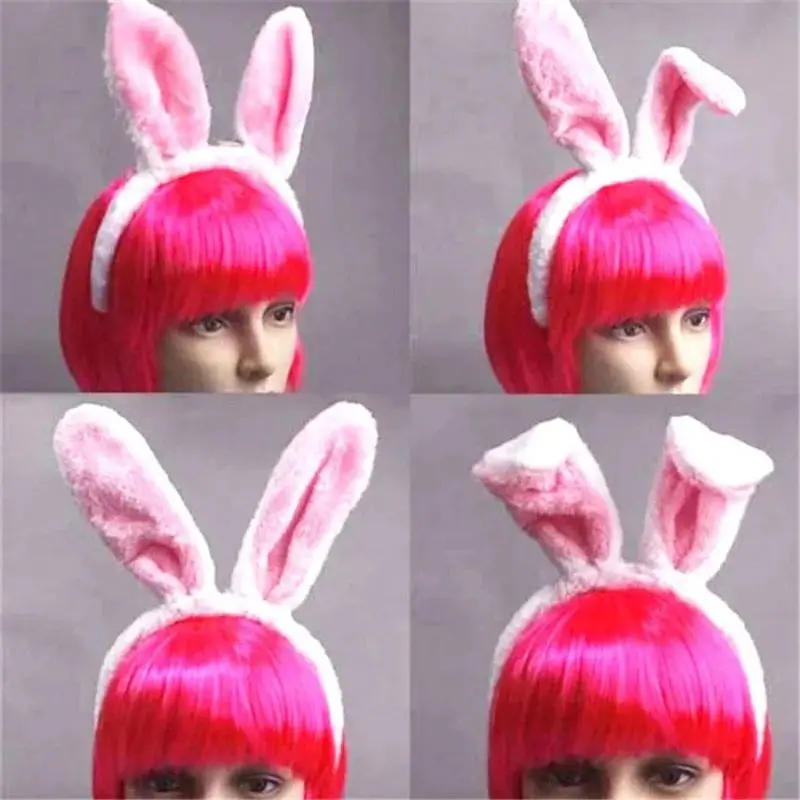 Cute Plush Bunny Ears Hair Bands Soft Rabbite Ears Easter Adult Headbands for Women Girls Anime Cosplay Party Hair Accessories
