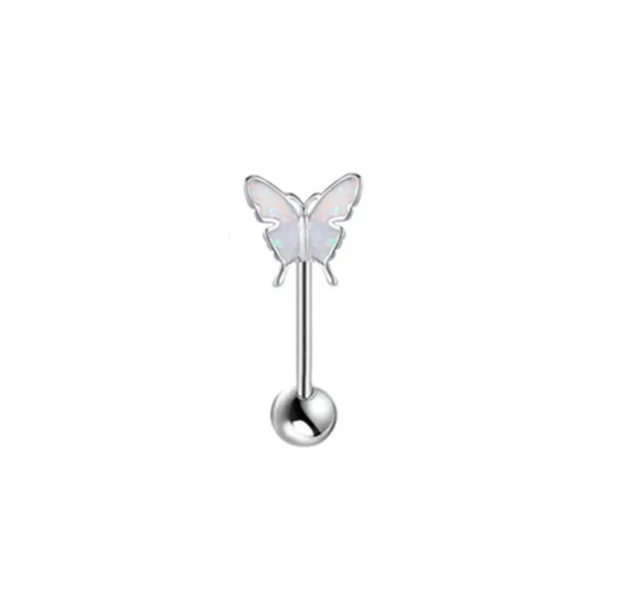 NUORO New Design Stainless Steel Cartilage Straight Earrings Barbell CZ Flower Butterfly Straight Rod Ear Piercing