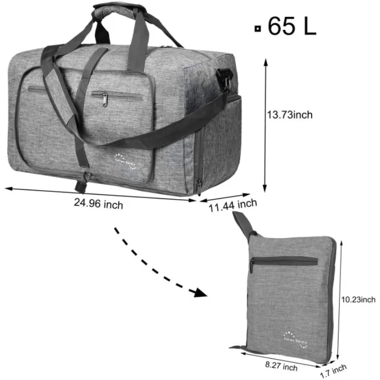Lightweight Sport Foldable Travel Duffel Bag Large Travel Luggage Bag with Shoes Compartment
