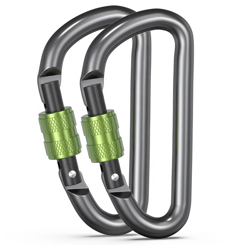D Shaped Aluminum Hook Mini Key Chain Clip Carabiner For Climbing Screwgate