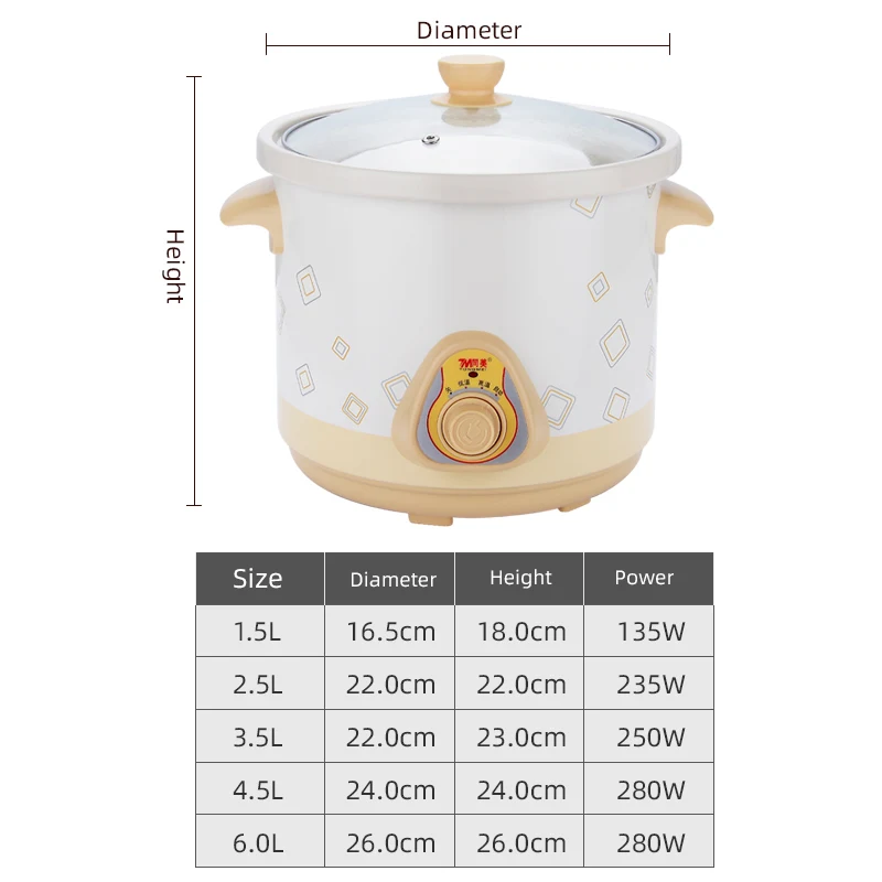 Slow Cookers And Sous Vide Multi-Specification Function  Slow Cooker Electric Ceramic Crock Pot Household