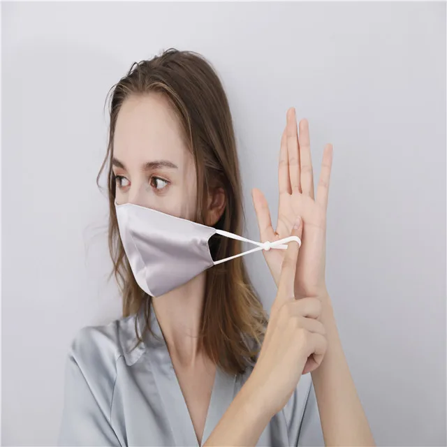 fashion Jili silk 100% mulberry 2 layer silk face mask and scrunchie head band with filter