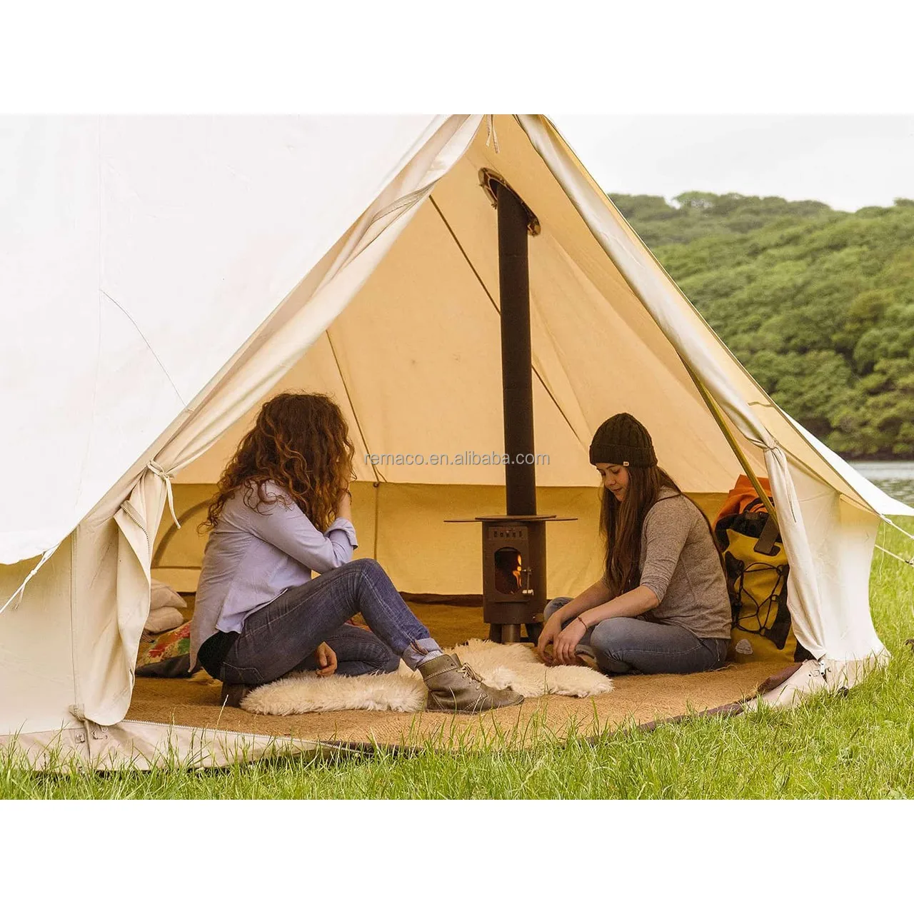 Remaco Hot Sell China Mini Small Wood Burning Cooking Warm Outdoor Camping Bell Tent Wood Stove For Camping